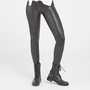 Spanx Faux Leather Moto Leggings (petite, medium)
